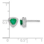14k White Gold 4.5mm Trillion Emerald and Diamond Halo Post Earrings - Image 4