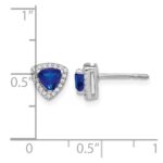 14k White Gold 4.5mm Trillion Sapphire and Diamond Halo Post Earrings - Image 4