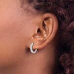10k White Gold Diamond Hinged Hoop Earrings - Image 3