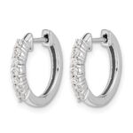 14k White Gold Diamond Hinged Hoop Earrings - Image 2