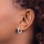 10k White Gold Diamond Hinged Hoop Earrings - Image 3