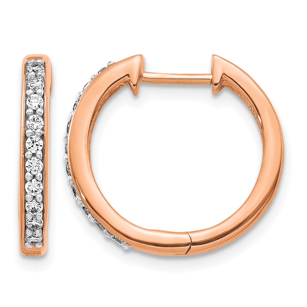 EM4264-025-RA.jpg 14k Rose Gold Diamond Hinged Hoop Earrings - Image 1