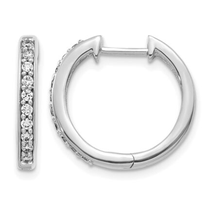 14k White Gold 1/4 carat Lab Grown Diamond VS/SI+ G+ Complete Hinged Hoop Earrings