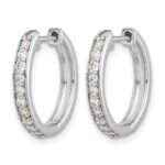 14k White Gold Diamond Hinged Hoop Earrings - Image 2