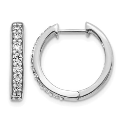 10k White Gold Diamond Hinged Hoop Earrings