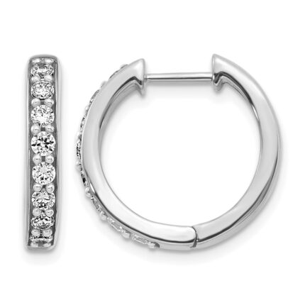 14k White Gold 1/2 carat Lab Grown Diamond VS/SI+ G+ Complete Hinged Hoop Earrings