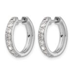 14k White Gold Diamond Hinged Hoop Earrings - Image 2