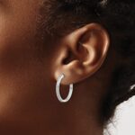 10k White Gold Diamond Hinged Hoop Earrings - Image 3