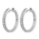 10k White Gold Diamond Hinged Hoop Earrings - Image 2