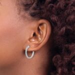 14k White Gold Diamond Hinged Hoop Earrings - Image 3