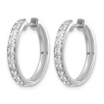 10k White Gold Diamond Hinged Hoop Earrings - Image 2