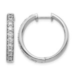 14k White Gold Diamond Hinged Hoop Earrings