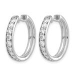 10k White Gold Diamond Hinged Hoop Earrings - Image 2