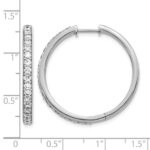 14k White Gold Diamond Hinged Hoop Earrings - Image 4