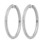 14k White Gold Diamond Hinged Hoop Earrings - Image 2