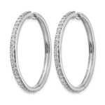 14k White Gold Diamond Hinged Hoop Earrings - Image 2