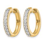 10k Yellow Gold Diamond Milgrain Hinged Hoop Earrings - Image 2