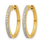 14k Yellow Gold Diamond Milgrain Hinged Hoop Earrings - Image 2