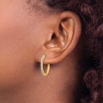 14k Yellow Gold Diamond Milgrain Hinged Hoop Earrings - Image 3