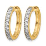 14k Yellow Gold Diamond Milgrain Hinged Hoop Earrings - Image 2