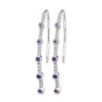 14k White Gold Diamond and Amethyst Earrings - Image 2