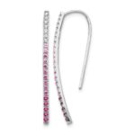 14k White Gold Ombre Pink Sapphire and Diamond Drop Wire Earrings