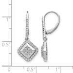 14k White Gold 1/2 carat Diamond Square Cluster Leverback Earrings - Image 4