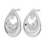 14k White Gold 3/4 carat Diamond Teardrop Post Earrings - Image 2