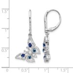 14k White Gold Diamond/Sapphire Butterfly Leverback Earrings - Image 4