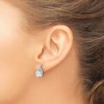 14k White Gold 7mm Cushion Checkerboard March/Aquamarine and Diamond Post Earrings - Image 3