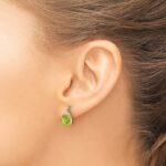 14k 7mm Cushion Checkerboard August/Peridot and Diamond Post Earrings - Image 3