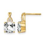 10k Checkerboard White Topaz and Diamond Earrings