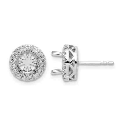 14k White Gold 1/2 carat Certified Lab Grown Diamond VS/SI+ G+ Semi Mount Round Halo Post Earrings