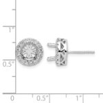 14k White Gold 1/2 carat Certified Lab Grown Diamond VS/SI+ G+ Semi Mount Round Halo Post Earrings - Image 3