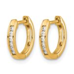 14k Gold Polished Diamond Hinged Hoop Earrings - Image 2