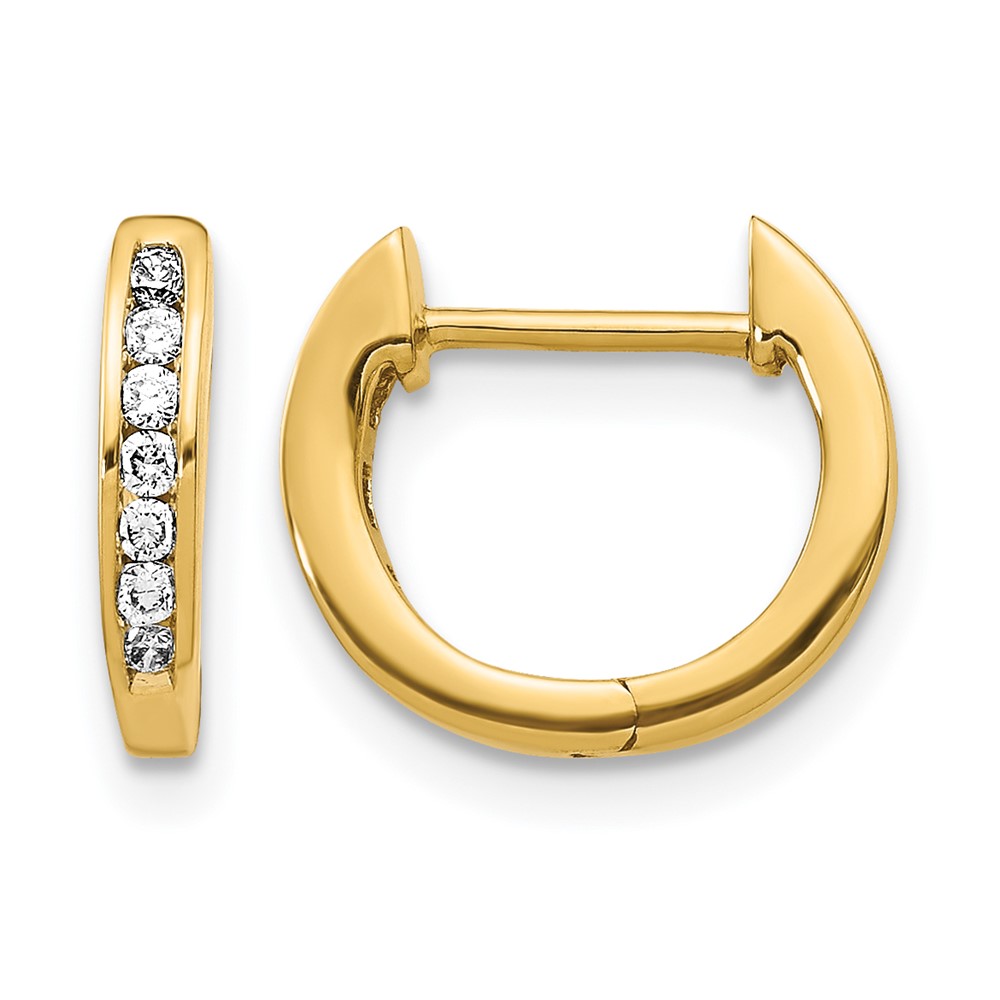 EM5350-016-1YA.jpg 10k Gold Polished Diamond Hinged Hoop Earrings - Image 1