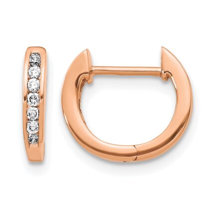 14k Rose Gold 1/8 carat Lab Grown Diamond VS/SI+ G+ Complete Hinged Hoop Earrings