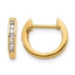 14k Gold Polished Diamond Hinged Hoop Earrings