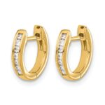 14k Gold Polished Diamond Hinged Hoop Earrings - Image 2
