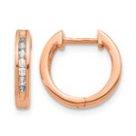 14k Rose Gold Diamond Hinged Hoop Earrings