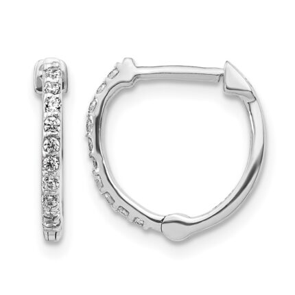 14k White Gold Diamond Hoop Earrings