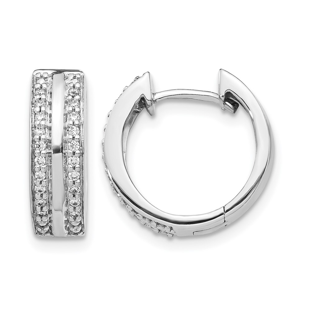 EM5357-020-1WA.jpg 10k White Gold 2-row Diamond Hinged Hoop Earrings - Image 1
