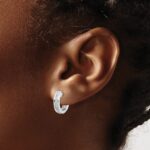 10k White Gold Diamond Complete Hinged Hoop Earrings - Image 3