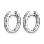 14k White Gold Diamond Hinged Hoop Earrings - Image 2