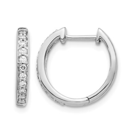 14k White Gold Diamond Complete Hinged Hoop Earrings