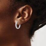 10k White Gold Diamond Hinged Hoop Earrings - Image 3