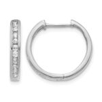 14k White Gold Diamond Hinged Hoop Earrings