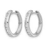 14k White Gold Diamond Hinged Hoop Earrings - Image 2