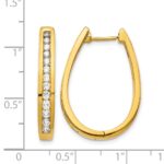 14k Diamond Oval Hinged Hoop Earrings - Image 4