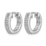 14k White Gold Diamond Hinged Round Hoop Earrings - Image 2